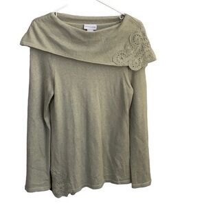 Soft Surroundings Lace Funnel Neck Oversized Sweater Size Small
